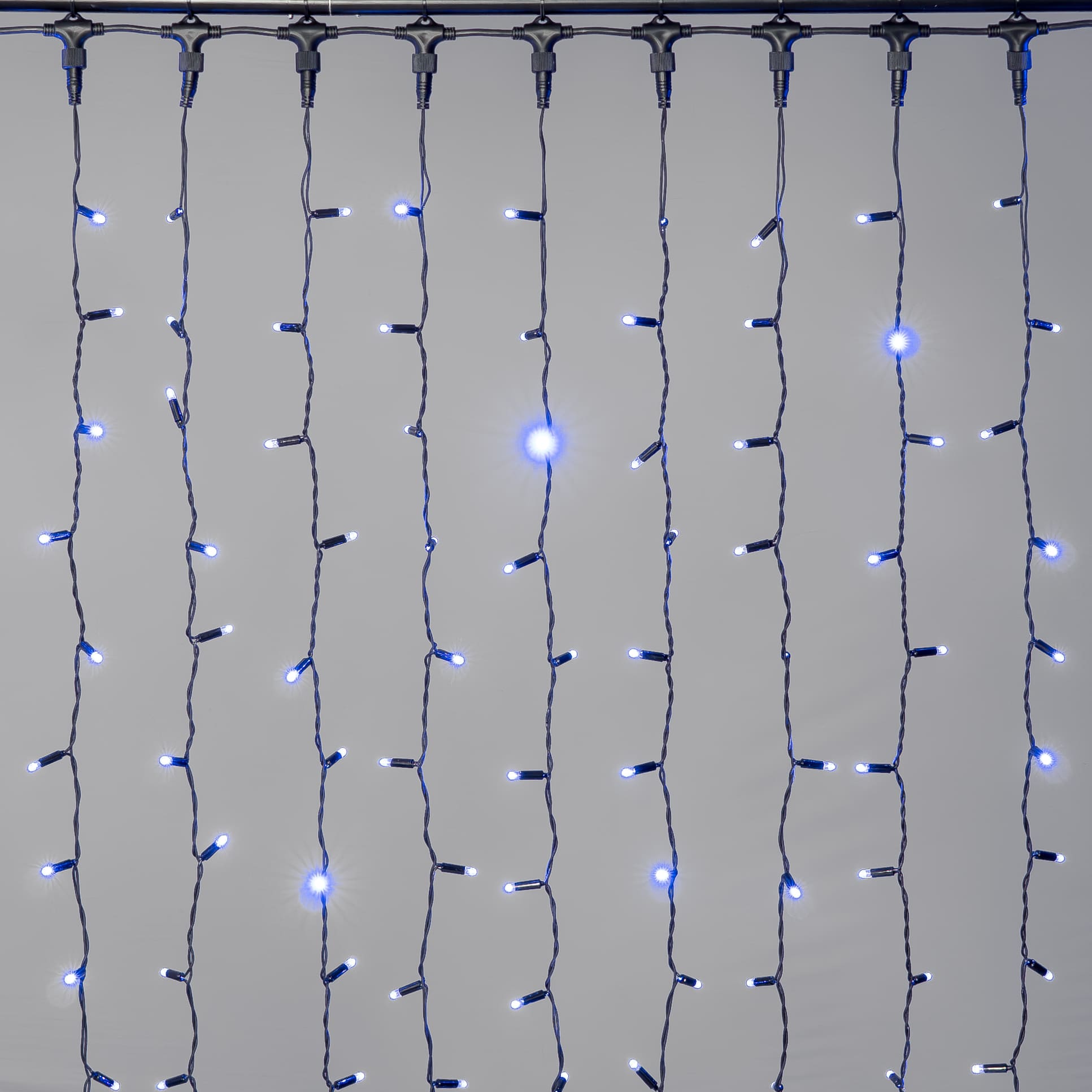 фото гирлянда занавес 2x2м синий 220в провод черный каучук ip65 ltc eco402-1-2b | 220svet.ru