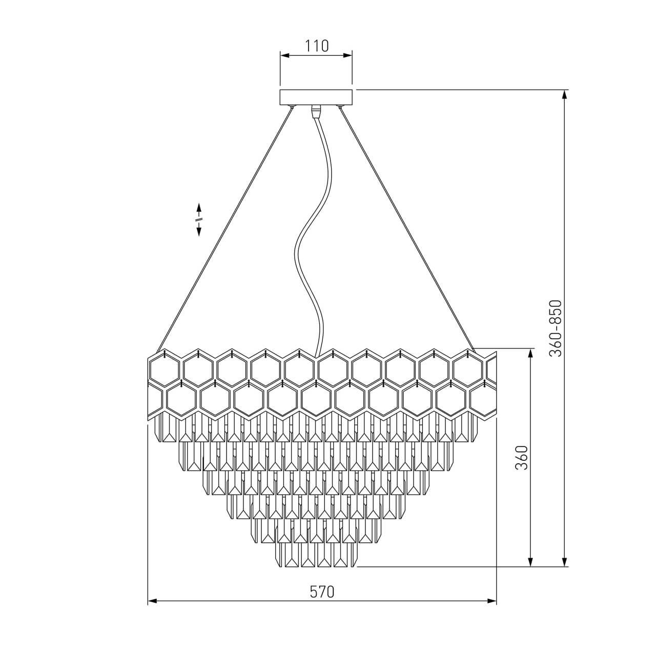 фото подвесная люстра eurosvet 10124/8 золото/прозрачный хрусталь strotskis smart | 220svet.ru