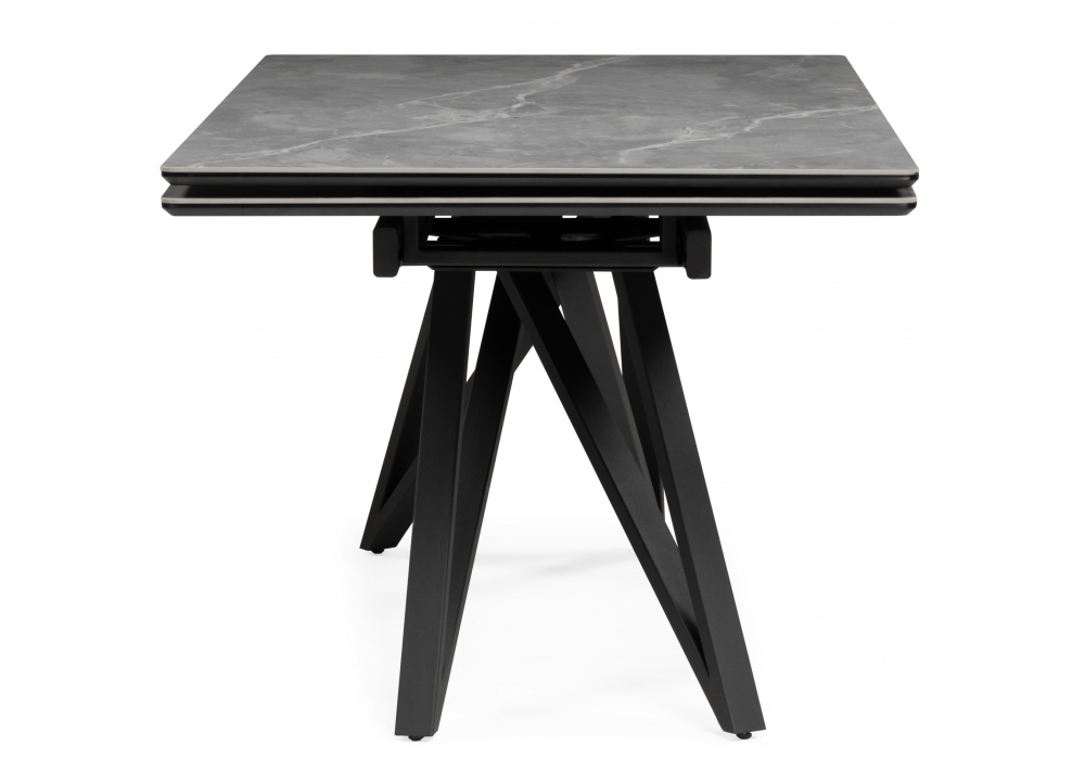 фото керамический стол раскладной woodville вилсон 140(200)х80 серый мрамор larka grey / черный 625959 | 220svet.ru