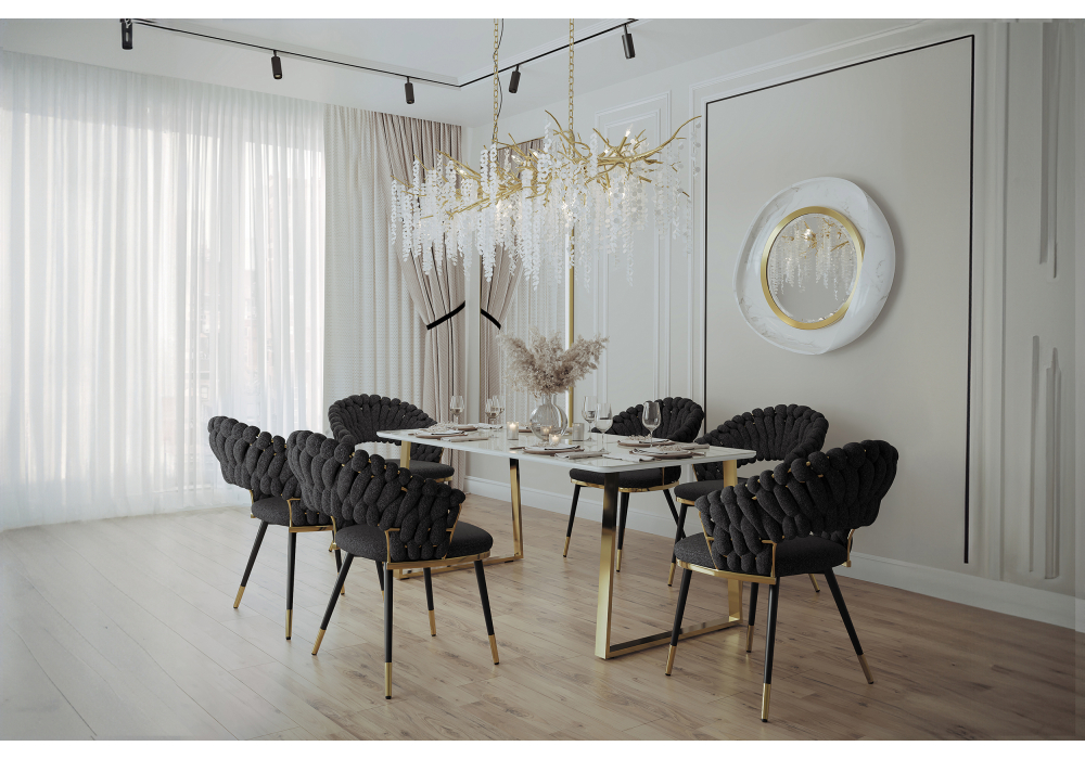 фото керамический стол woodville селена 2 140х80х77 белый мрамор / золото 571412 | 220svet.ru