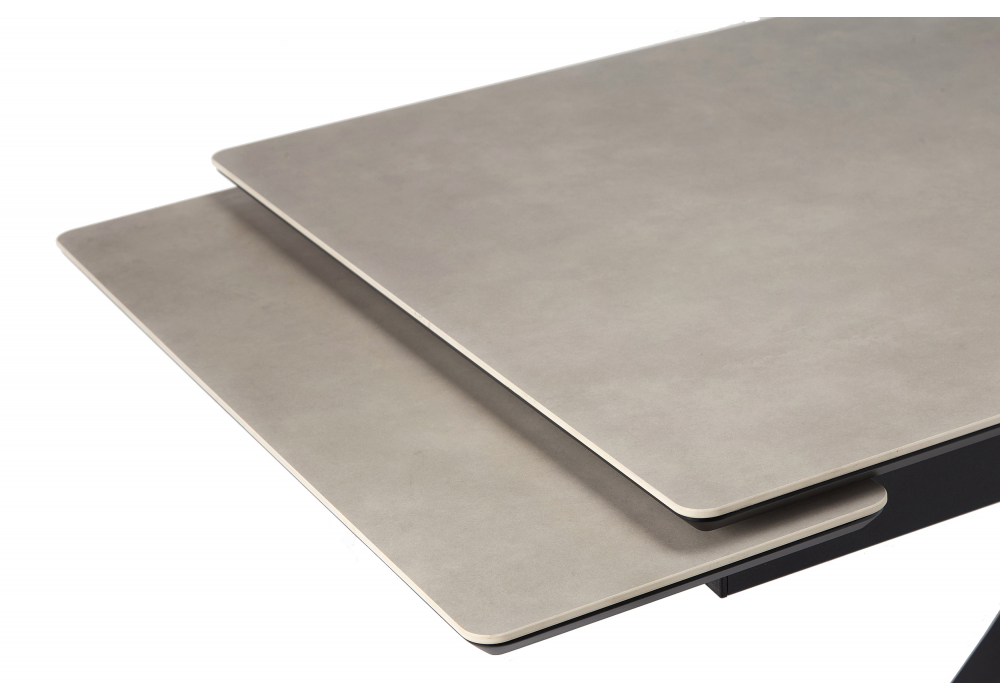 фото керамический стол раскладной 120(180)х80 woodville старлайт carmen light grey / черный 622890 | 220svet.ru