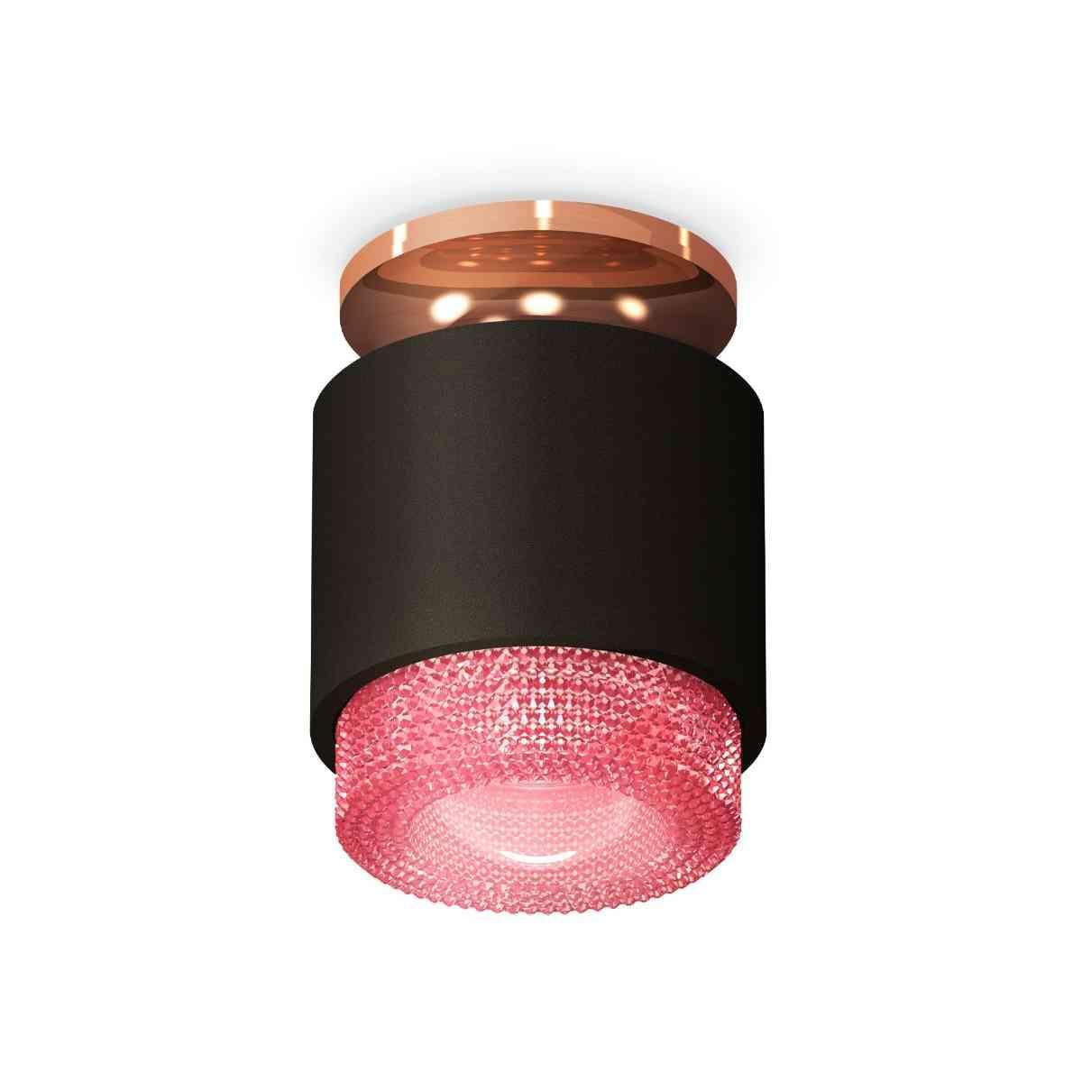 фото комплект накладного светильника ambrella light techno spot xs7511142 sbk/ppg/pi черный песок/золото розовое полированное/розовый (n7930,c7511,n7193) | 220svet.ru