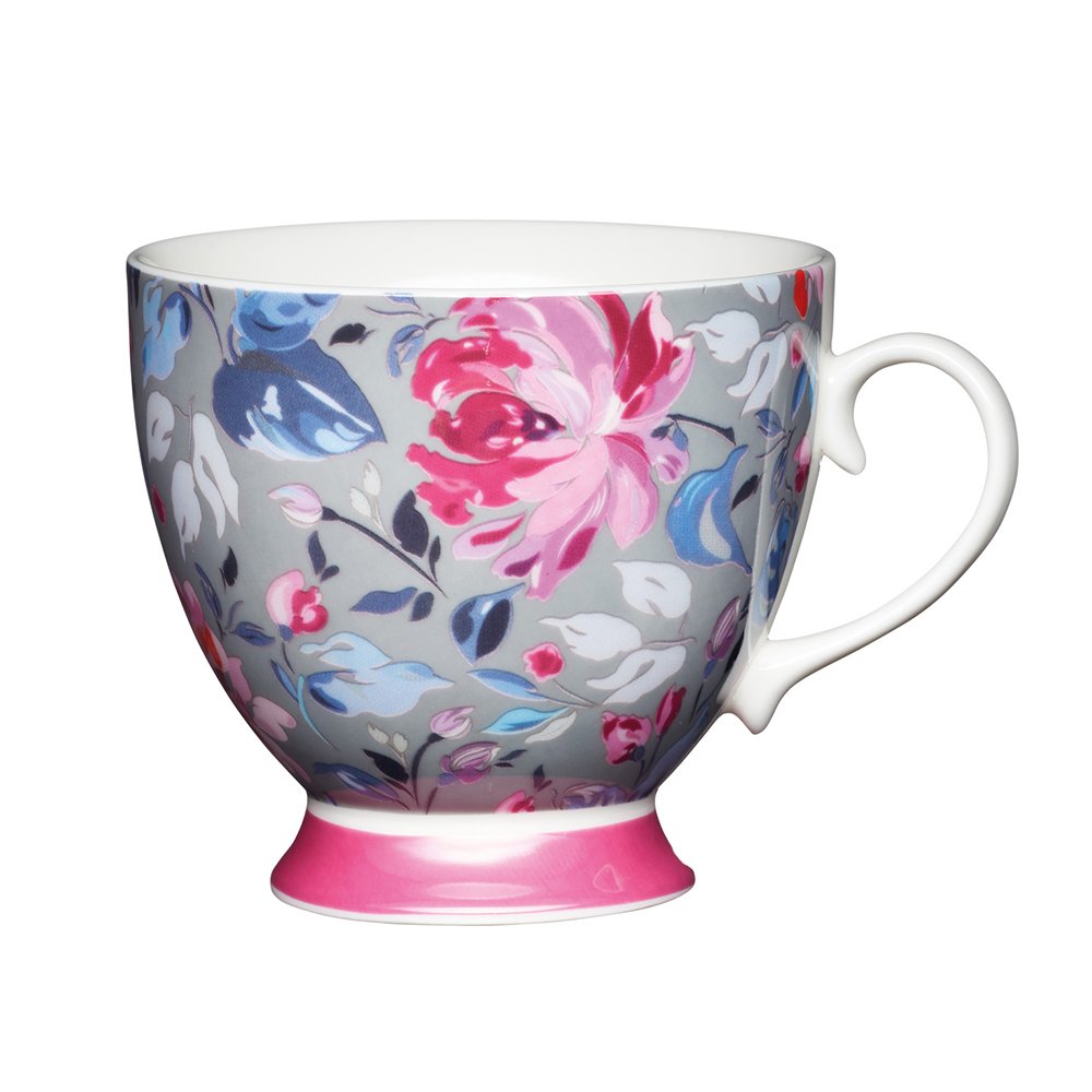 фото чашка grey floral footed kitchen craft | 220svet.ru