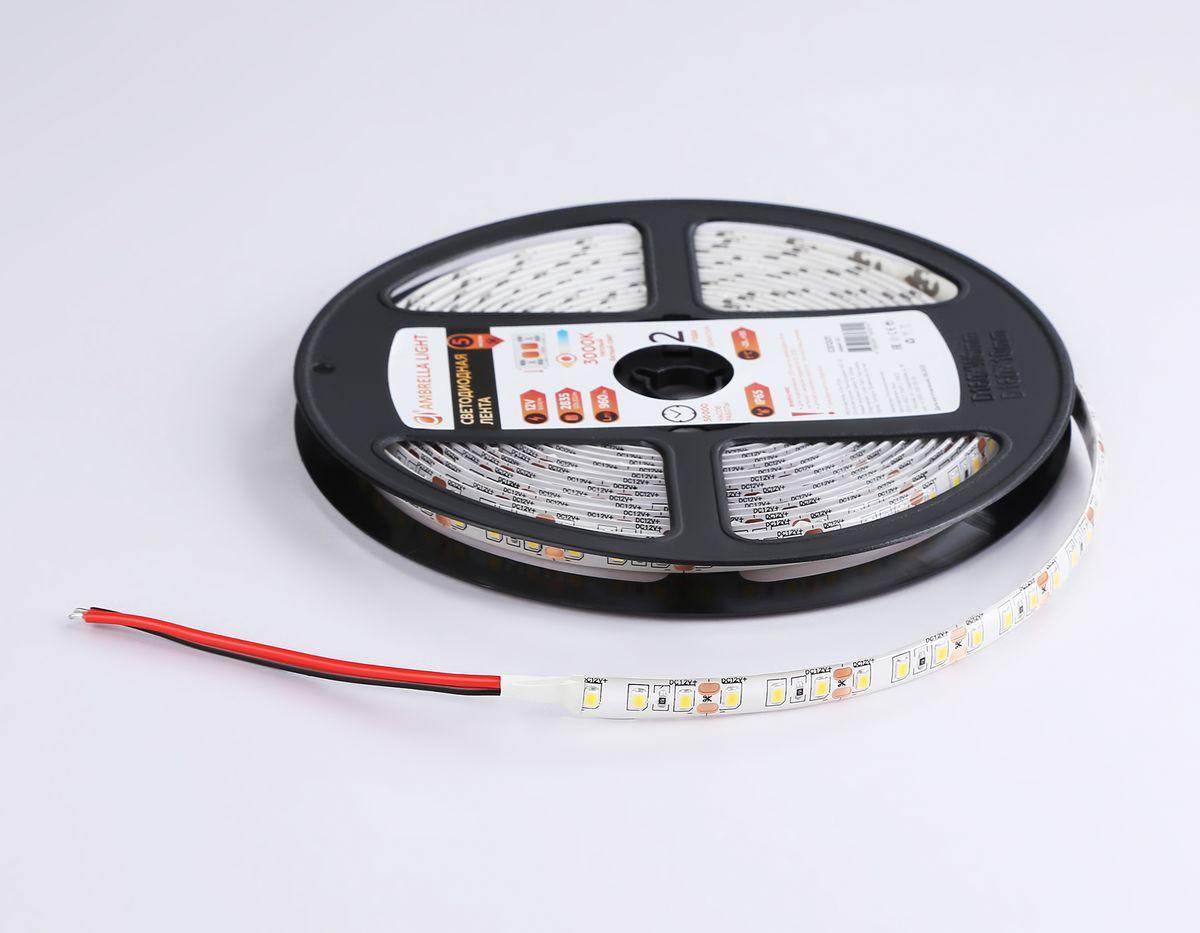 фото светодиодная влагозащищенная лента теплый белый ambrella light 9,6w/m 120led/m 2835smd 5m gs1201 | 220svet.ru
