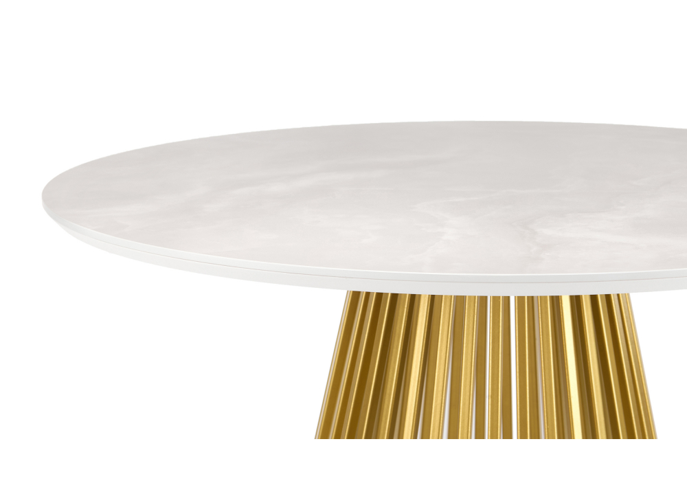 фото керамический стол woodville нэнси onyx bianco soft satin / золото 625600 | 220svet.ru