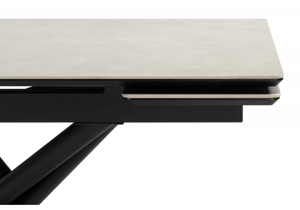 фото керамический стол раскладной 120(180)х80 woodville мэриан carmen light grey / черный 625719 | 220svet.ru