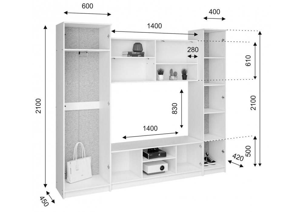 фото готовая гостиная woodville бертелена белое дерево / белое дерево 507393 | 220svet.ru