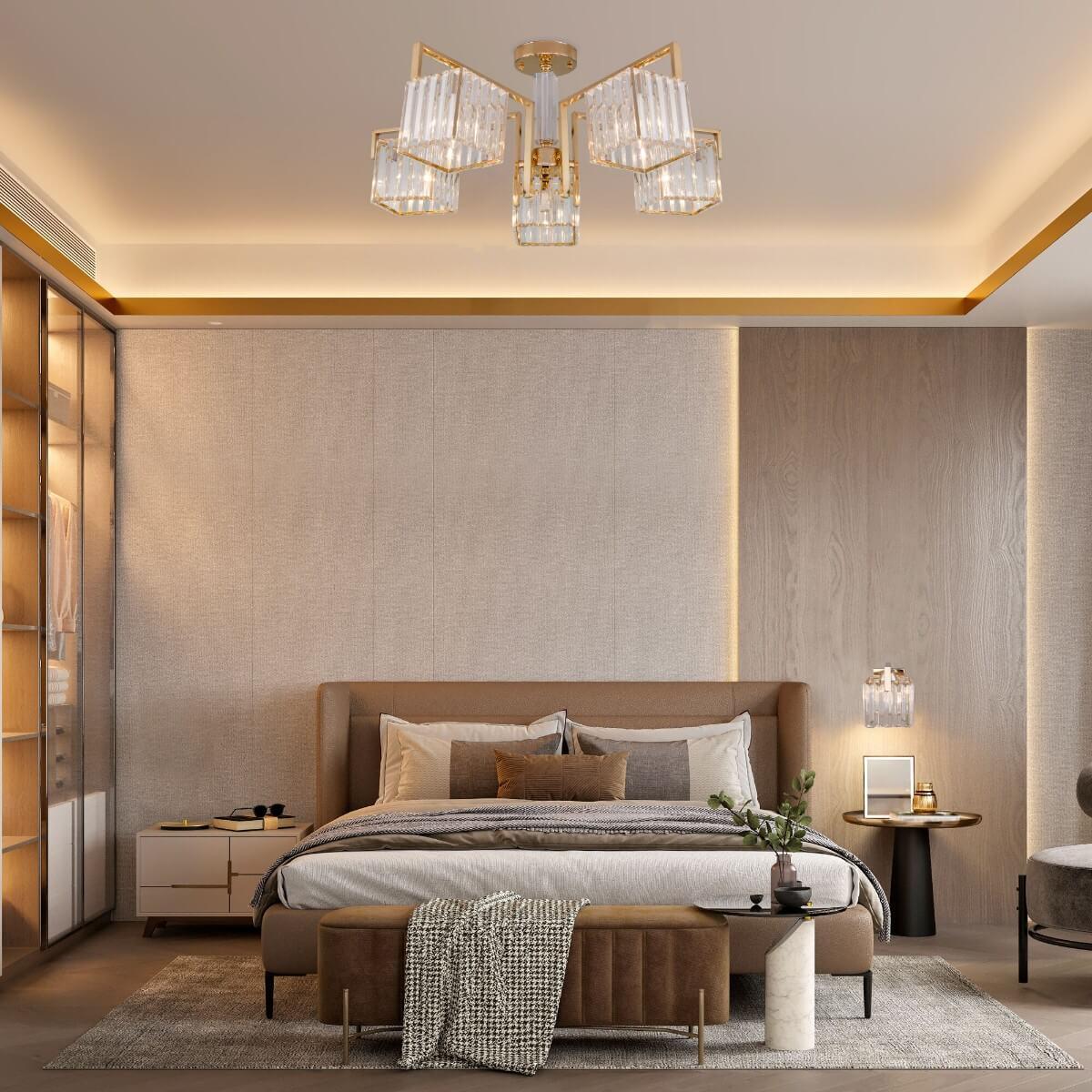 фото потолочная люстра eurosvet 10126/5 золото/прозрачный хрусталь strotskis smart | 220svet.ru