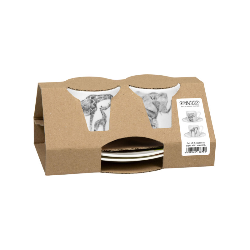 фото кофейная пара экспрессо "удивительные животные" - жираф&слон" koenitz | 220svet.ru