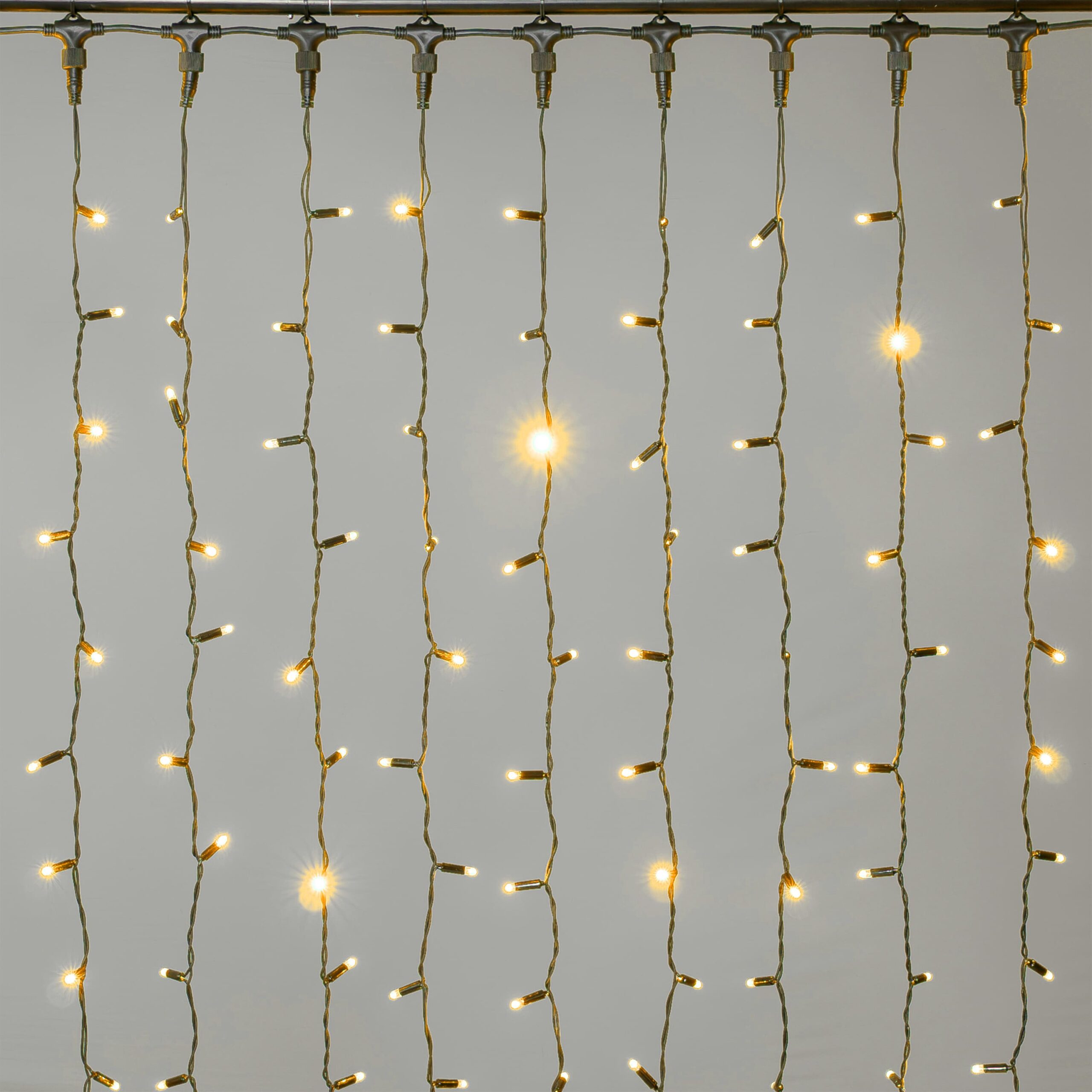 фото гирлянда занавес 2x2м желтый 220в провод черный каучук ip65 ltc eco402-1-2y | 220svet.ru