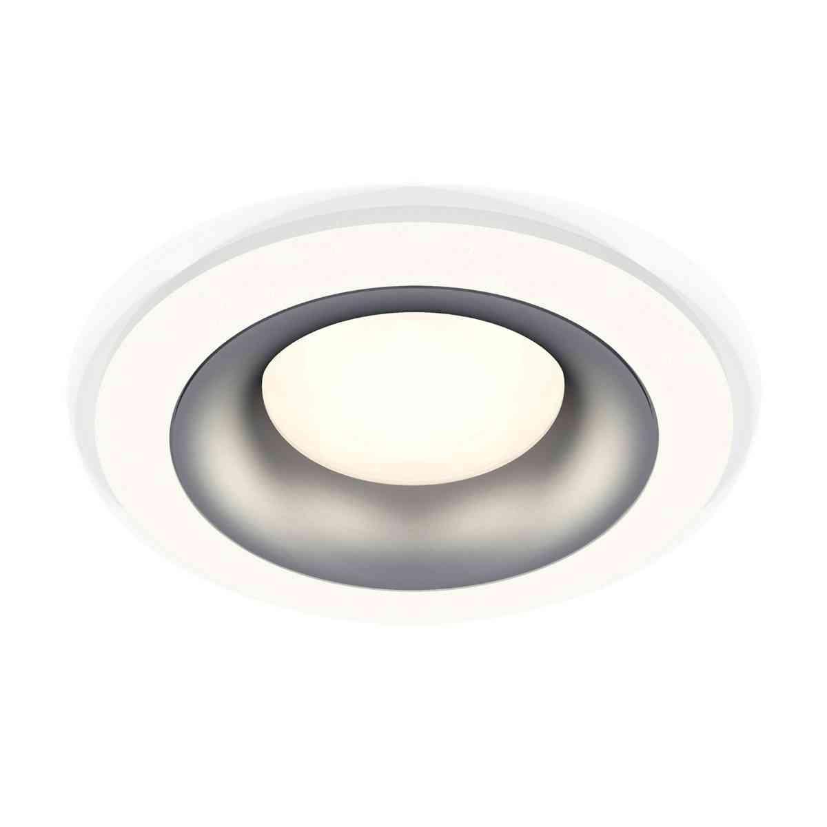 фото комплект встраиваемого светильника ambrella light xc7621004 swh/mch белый песок/хром матовый (c7621, n7013) | 220svet.ru