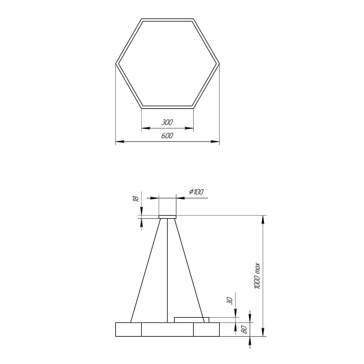 фото подвесной светодиодный cветильник geometria эра hexagon spo-121-b-40k-038 38вт 4000к черный б0050551 | 220svet.ru