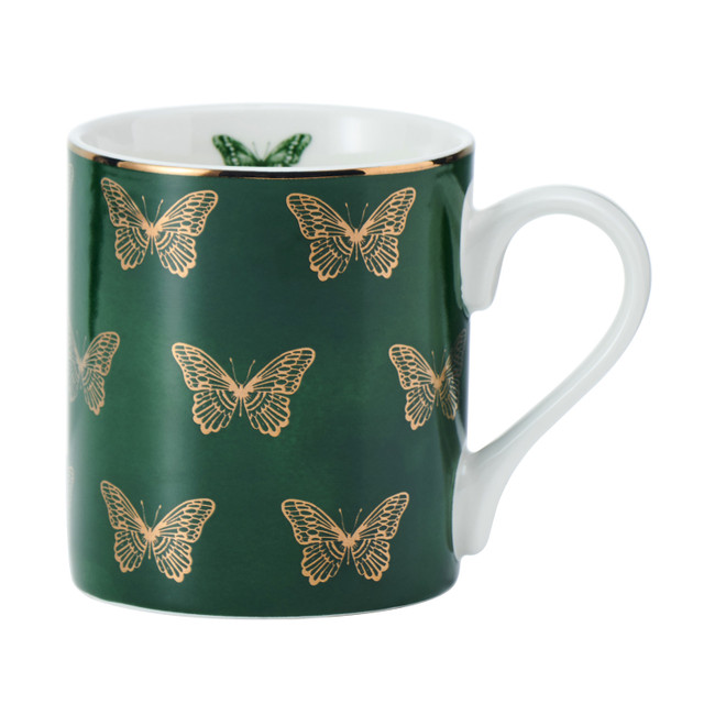 фото кружка фарфоровая butterflies mikasa green 280 мл kitchen craft | 220svet.ru