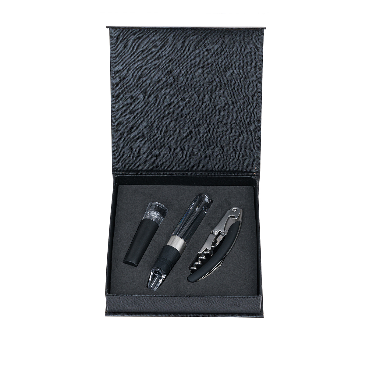 фото подарочный набор из 3-х барных аксессуаров (аэратор для вина, штопор, винная пробка) homefeel | 220svet.ru