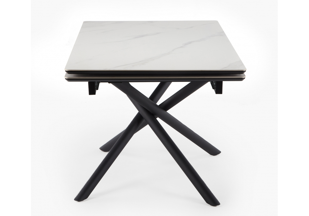 фото керамический стол раскладной 140 (200) х 80 woodville мэриан snow alpin white / черный 625721 | 220svet.ru