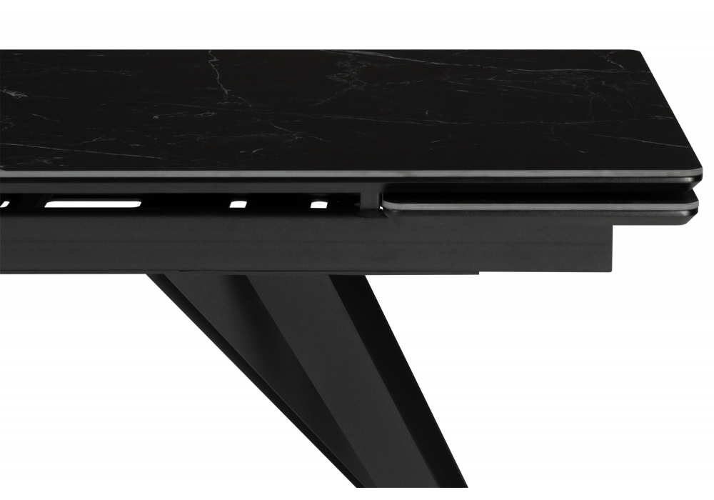 фото керамический стол 140(200)х80 раскладной woodville дарвин черный мрамор shakespeare black / черный 612206 | 220svet.ru
