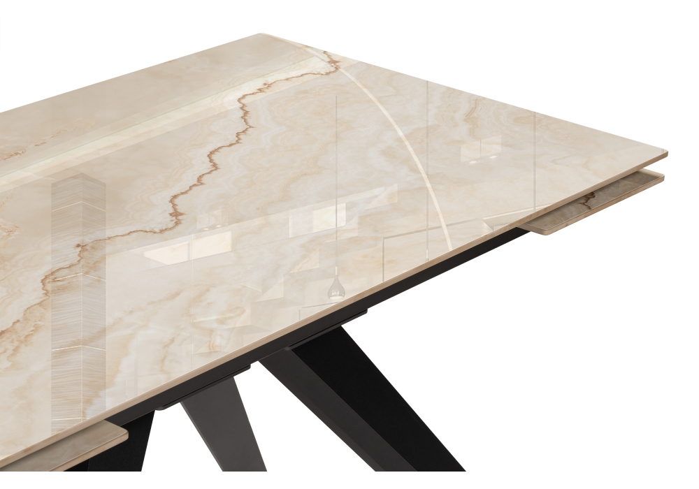 фото керамический стол раскладной woodville морсби butterfly onyx beige / черный 588049 | 220svet.ru