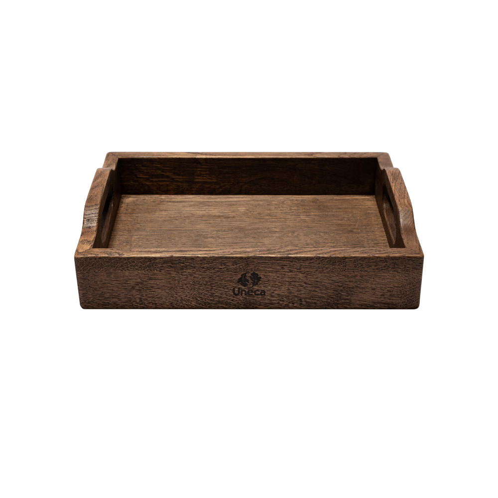фото поднос с ручками 32х23х6 см деревянный, дуб uneca | 220svet.ru