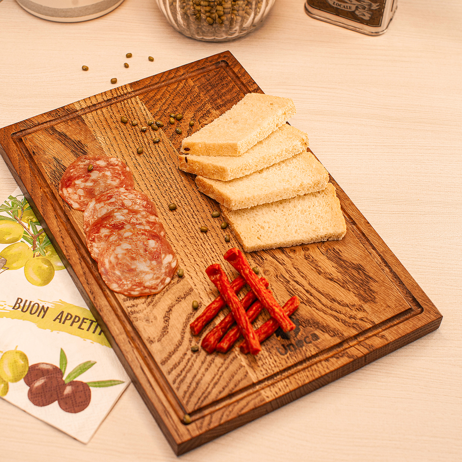 фото доска разделочная прямоугольная 30х21х1,8 см деревянная, дуб uneca | 220svet.ru