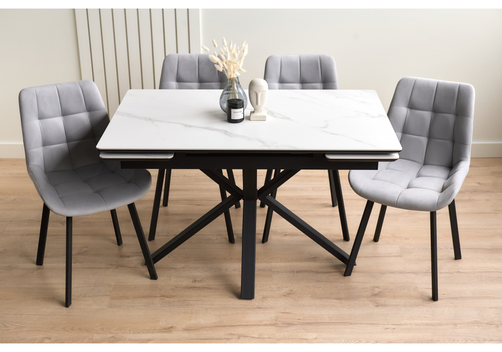 фото керамический стол раскладной 120(180)х80 woodville старлайт snow alpin / черный 622888 | 220svet.ru