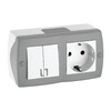Миниатюра фото выключатель - розетка mono electric octans ip20 двухклавишный - 2к+з бело-серый 104-020001-181 | 220svet.ru