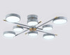 Миниатюра фото потолочная светодиодная люстра на штанге ambrella light linetech fl516339/8 gr/cp | 220svet.ru