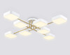 Миниатюра фото потолочная светодиодная люстра на штанге ambrella light linetech fl fl516346/8 wh/gd | 220svet.ru