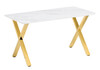 Миниатюра фото стол керамический woodville селена белый мрамор / золото 572186 | 220svet.ru