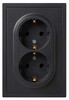 Миниатюра фото розетка эра galaxy 15-2105-05 с заземлением двойная 2x2p+e schuko со шторками ip20 16а-250в антрацит б0070705 | 220svet.ru