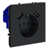 Миниатюра фото розетка встраиваемая с заземлением и защитными шторками, 16а, с usb, a+a voltum s70 vls040407 (графит) | 220svet.ru