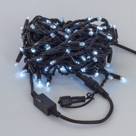 фото Гирлянда Нить, 10м., 100 LED, холодный белый, без мерцания, черный резиновый провод. 05-1761 220svet