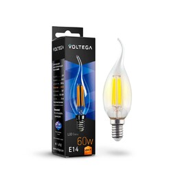 фото Лампа светодиодная филаментная Voltega E14 6W 2800К прозрачная VG10-CW1E14warm6W-F 7017 220svet