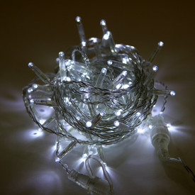 фото Гирлянда Нить, 10м., 100 LED, холодный белый, без мерцания, прозрачный ПВХ провод, с защитным колпачком. 05-1974 220svet