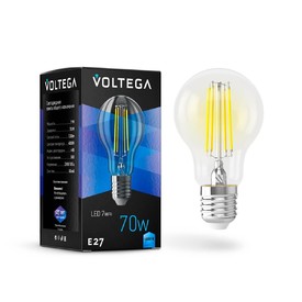 фото Лампа светодиодная Voltega E27 7W 4000K прозрачная VG10-A60E27cold7W-F 7141 220svet