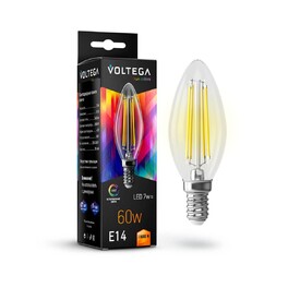 фото Лампа светодиодная Voltega E14 7W 2800K прозрачная VG10-C35E14warm7W-FHR 7152 220svet