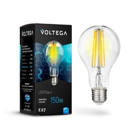 фото Лампа светодиодная филаментная Voltega E27 15W 4000К прозрачная VG10-A1E27cold15W-F 7103 220svet