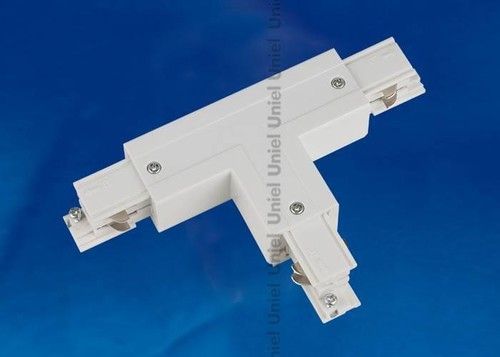 фото соединитель для шинопроводов т-образный, левый, внутренний (09759) uniel ubx-a34 white | 220svet.ru