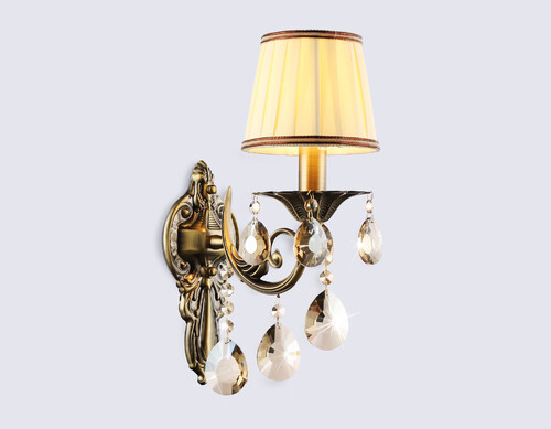 фото настенный светильник с абажуром и хрусталем ambrella light tr4578 | 220svet.ru
