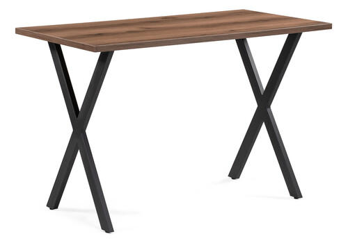 фото стол деревянный woodville алеста лофт 120 25 мм дуб делано темный  / черный матовый 506951 | 220svet.ru