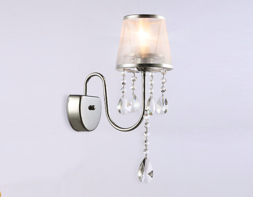 фото настенный светильник с абажуром и хрусталем ambrella light tr4595 | 220svet.ru