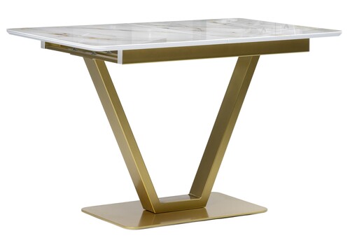 фото стол стеклянный woodville бугун белый / золото 500006 | 220svet.ru