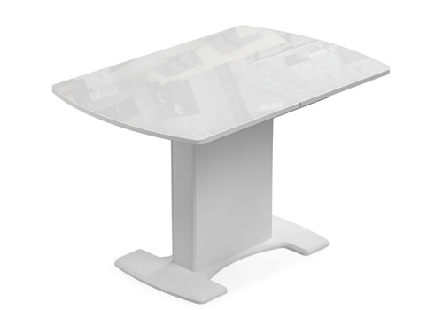 фото стол стеклянный woodville палмер 120(160)х80х75 белое стекло / белый 490090 | 220svet.ru